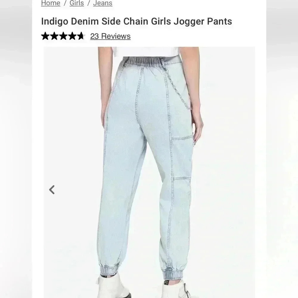 Hot topic Indigo Denim Cargo Jogger Jeans Girls Size L - Picture 2 of 15